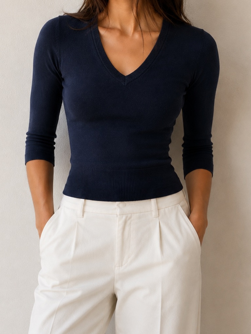 Brooks brothers Classic V-Neck Slim Fit Sweater - Navy